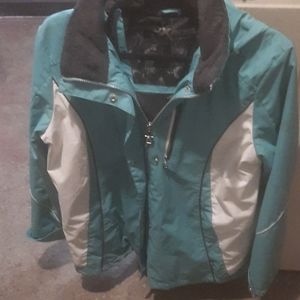 Zero Xposure Womens Ski Jacket Hood Softshell Full Zip turquoise lg
